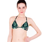 Green Nature Bohemian Painting Leaves Foliage Bikini Top