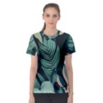 Green Nature Bohemian Painting Leaves Foliage Women s Sport Mesh Tee