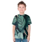 Green Nature Bohemian Painting Leaves Foliage Kids  Cotton Tee