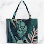 Green Nature Bohemian Painting Leaves Foliage Mini Tote Bag