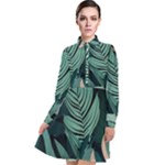 Green Nature Bohemian Painting Leaves Foliage Long Sleeve Chiffon Shirt Dress