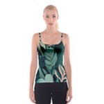 Green Nature Bohemian Painting Leaves Foliage Spaghetti Strap Top