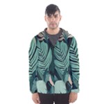 Green Nature Bohemian Painting Leaves Foliage Men s Hooded Windbreaker