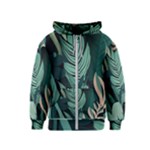 Green Nature Bohemian Painting Leaves Foliage Kids  Zipper Hoodie