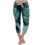 Green Nature Bohemian Painting Leaves Foliage Capri Winter Leggings 