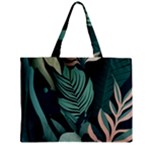 Green Nature Bohemian Painting Leaves Foliage Zipper Mini Tote Bag