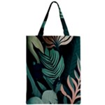 Green Nature Bohemian Painting Leaves Foliage Zipper Classic Tote Bag