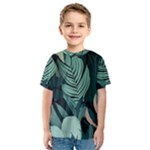 Green Nature Bohemian Painting Leaves Foliage Kids  Sport Mesh Tee