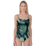 Green Nature Bohemian Painting Leaves Foliage Camisole Leotard 