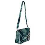 Green Nature Bohemian Painting Leaves Foliage Shoulder Bag with Back Zipper