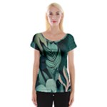 Green Nature Bohemian Painting Leaves Foliage Cap Sleeve Top