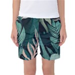 Green Nature Bohemian Painting Leaves Foliage Women s Basketball Shorts