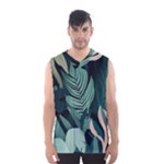 Green Nature Bohemian Painting Leaves Foliage Men s Basketball Tank Top