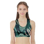 Green Nature Bohemian Painting Leaves Foliage Sports Bra with Border