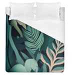 Green Nature Bohemian Painting Leaves Foliage Duvet Cover (Queen Size)