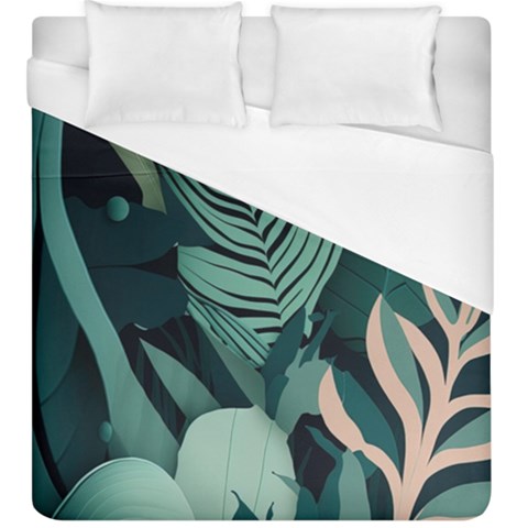 Green Nature Bohemian Painting Leaves Foliage Duvet Cover (King Size) from ArtsNow.com