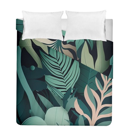 Green Nature Bohemian Painting Leaves Foliage Duvet Cover Double Side (Full/ Double Size) from ArtsNow.com
