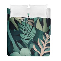 Green Nature Bohemian Painting Leaves Foliage Duvet Cover Double Side (Full/ Double Size) from ArtsNow.com