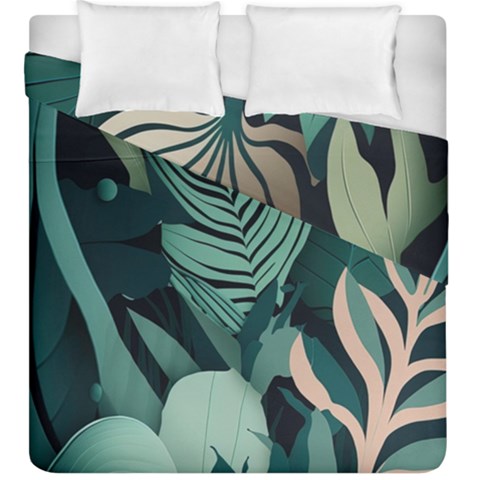 Green Nature Bohemian Painting Leaves Foliage Duvet Cover Double Side (King Size) from ArtsNow.com