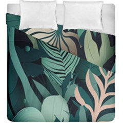 Green Nature Bohemian Painting Leaves Foliage Duvet Cover Double Side (King Size) from ArtsNow.com