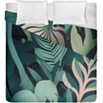 Green Nature Bohemian Painting Leaves Foliage Duvet Cover Double Side (King Size)