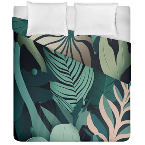 Green Nature Bohemian Painting Leaves Foliage Duvet Cover Double Side (California King Size) from ArtsNow.com