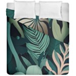 Green Nature Bohemian Painting Leaves Foliage Duvet Cover Double Side (California King Size)