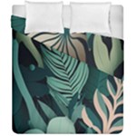 Green Nature Bohemian Painting Leaves Foliage Duvet Cover Double Side (California King Size)