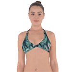 Green Nature Bohemian Painting Leaves Foliage Halter Neck Bikini Top