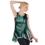 Green Nature Bohemian Painting Leaves Foliage Side Drop Tank Tunic