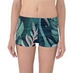 Green Nature Bohemian Painting Leaves Foliage Reversible Boyleg Bikini Bottoms