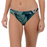 Green Nature Bohemian Painting Leaves Foliage Band Bikini Bottoms