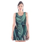 Green Nature Bohemian Painting Leaves Foliage Scoop Neck Skater Dress