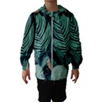 Green Nature Bohemian Painting Leaves Foliage Kids  Hooded Windbreaker