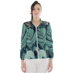 Green Nature Bohemian Painting Leaves Foliage Women s Windbreaker