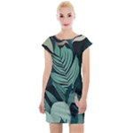 Green Nature Bohemian Painting Leaves Foliage Cap Sleeve Bodycon Dress