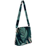 Green Nature Bohemian Painting Leaves Foliage Zipper Messenger Bag