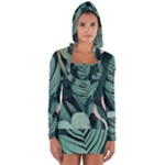 Green Nature Bohemian Painting Leaves Foliage Long Sleeve Hooded T-shirt