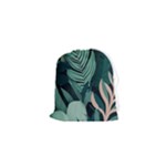 Green Nature Bohemian Painting Leaves Foliage Drawstring Pouch (XS)