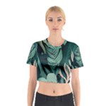 Green Nature Bohemian Painting Leaves Foliage Cotton Crop Top