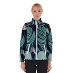 Green Nature Bohemian Painting Leaves Foliage Women s Bomber Jacket