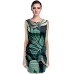 Green Nature Bohemian Painting Leaves Foliage Classic Sleeveless Midi Dress