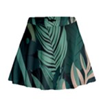 Green Nature Bohemian Painting Leaves Foliage Mini Flare Skirt