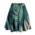 Green Nature Bohemian Painting Leaves Foliage High Waist Skirt