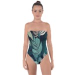 Green Nature Bohemian Painting Leaves Foliage Tie Back One Piece Swimsuit