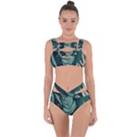 Green Nature Bohemian Painting Leaves Foliage Bandaged Up Bikini Set 