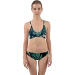 Green Nature Bohemian Painting Leaves Foliage Wrap Around Bikini Set