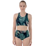 Green Nature Bohemian Painting Leaves Foliage Racer Back Bikini Set