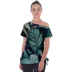 Off Shoulder Tie-Up T-Shirt 