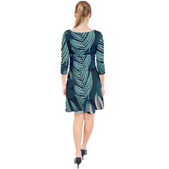 Quarter Sleeve Front Wrap Dress 